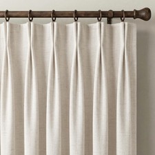 PRO Natural Linen 100 Blackout Curtains 84 inch Length 2 Panels Set, Pinch P...