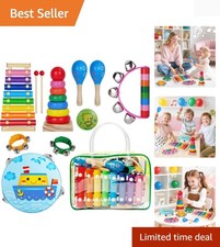 Colorful Kids Musical Instrument Set - 11-Piece Xylophone  Maracas for Toddlers