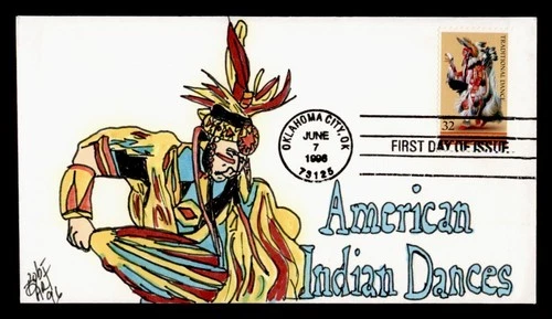 DR WHO 1996 FDC INDIAN TRADITIONAL DANCE BOB ART HANDPAINTED CACHET M75638