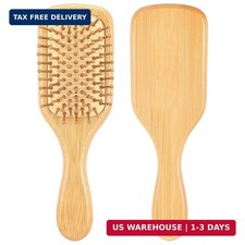 2Pcs Bamboo Hair Brush, Natural Wooden Scalp Massage Brush Detangling Paddle Hai