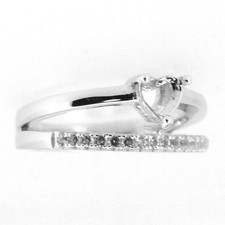 925 Sterling Silver Ring 4mm Heart Semi-Mount Engagement Ring For Her