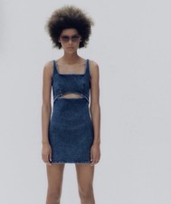 Zara Dark Blue Demin Mini Dress Size XS