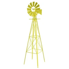 8 Ft. Yellow Ornamental Windmill Garden Metal Spiral Wind Spinner