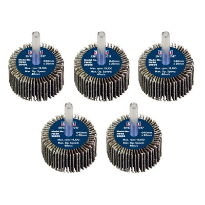 Sealey Klappe Rad � 40 x 20mm�6mm Schaft Verschiedene Körnung - Packung 5