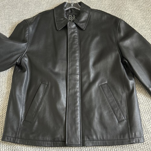 Jos. A. Bank Leather Jacket For Men Sz M Black Color Genuine Leather - Picture 8 of 23