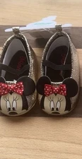 Disney Minie Mouse Soft Crib Baby  Shoes Mary Jane Gold Color 3-6 m and 6-9