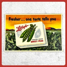 1950s Libby's Frozen Sweet Peas Vintage Advertising Sign 14" Store Display USA