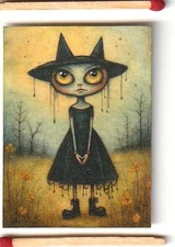 1.5x2 dollhouse 1:24 watercolor painting - cat kitten vintage fantasy surreal