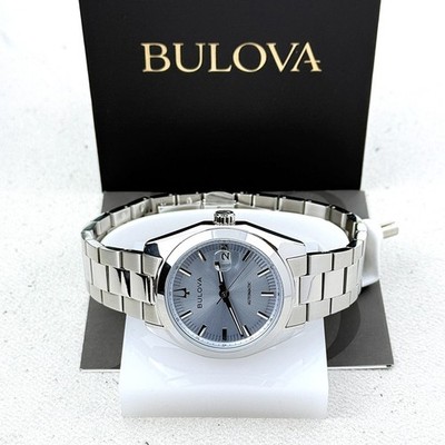 Bulova Men's Surveyor Light Blue Dial Stainless Steel Automatic Watch 96B469