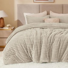 Fleece Comforter Set -Super Soft  Warm Fluffy Bedding, Luxury King Linen