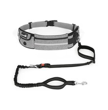 Pecute Hands-Free Dog Leash for 2 Dogs - Padded Belt, Dual Leash, Pouch, Bungee
