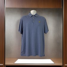 Masters Classics Polo Mens Blue Stripe Pima Cotton Performance Golf Augusta Sz M