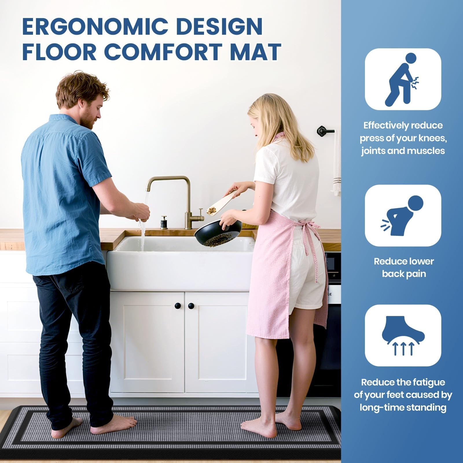 [2 PCS Kitchen Rugs Cushioned Anti-Fatigue Kitchen Mats for Floor Waterproof ...