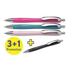 Pk/4 Schneider Slider Rave Retractable Viscoglide Ballpoint Pens, XB