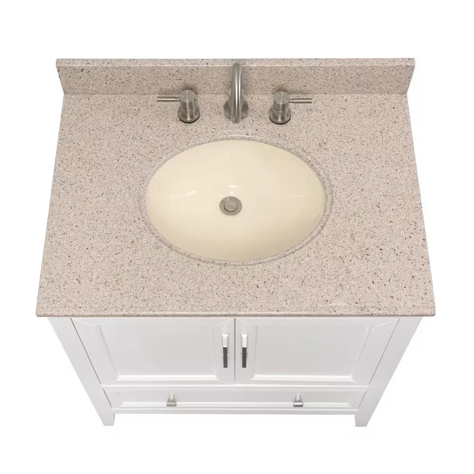 Decoradores del Hogar 31" x 22" Granito Beige/Bisque Redondo Fregadero Tocador Top en Beige Foto 4 de 4