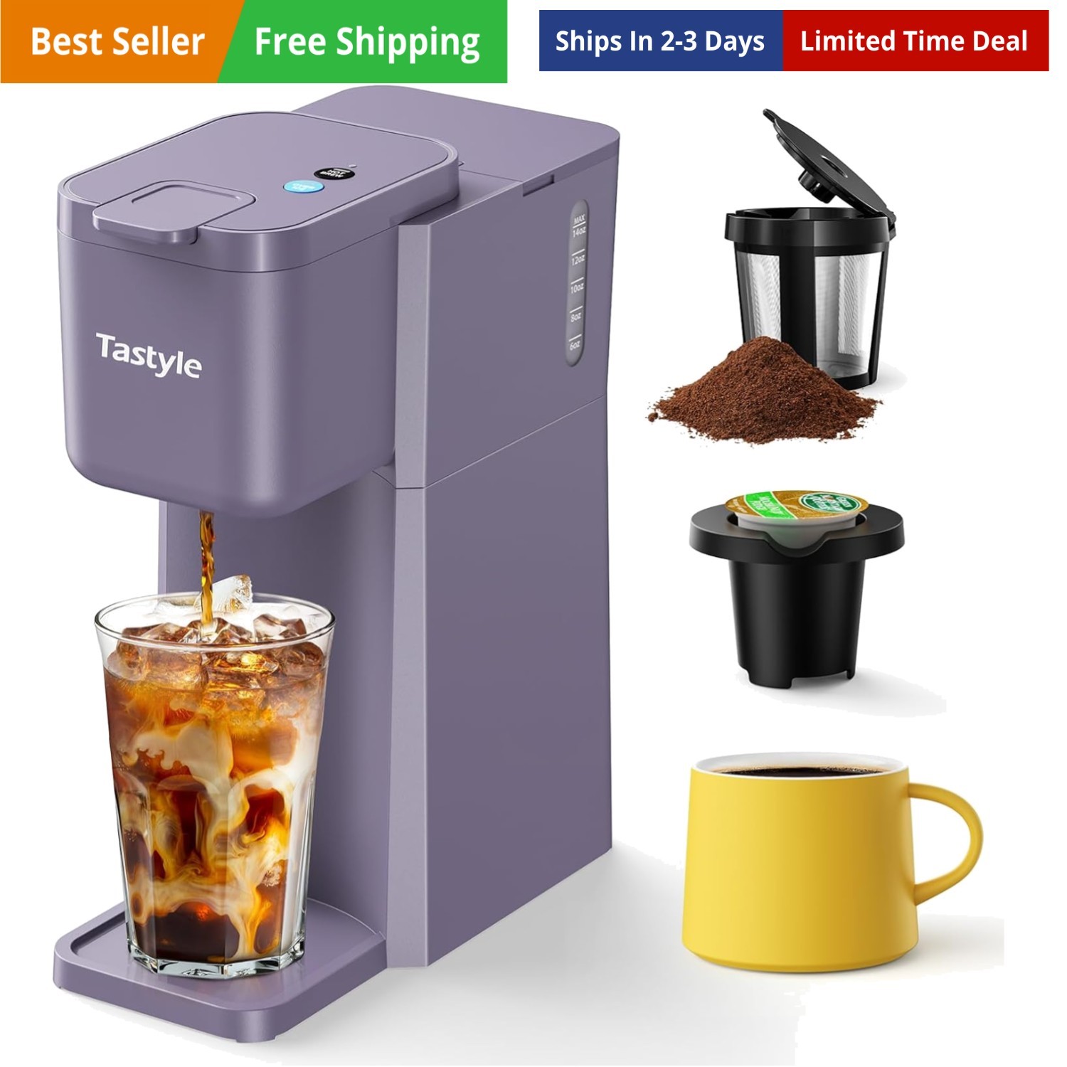 Single Serve, For K Cup And Ground, 6 To 14 Oz...