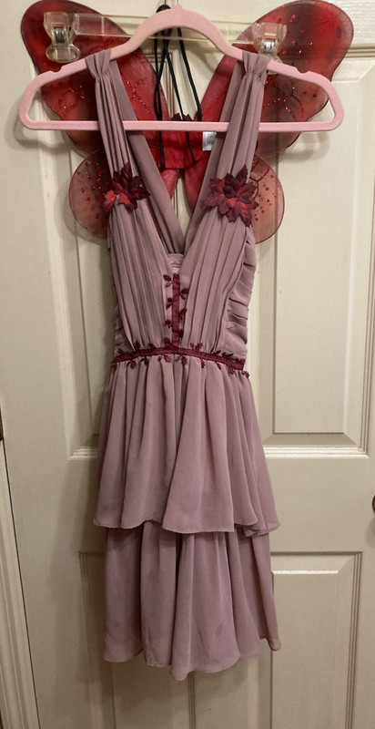 Ren Fair Cosplay Fantasy Upcycled Dress & Wings Autumn Fairy Flowy Costume Sz 2