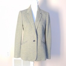Lauren Ralph Lauren Gray Herringbone Button-Front Lined Blazer Jacket Size 10