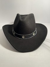 Vtg Sonni San Francisco Women s Black Wool Felt Hat Wide Brim Retro 80s 90s USA