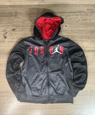 Jordan Youth Large 12-13 Full Zip Long Sleeve Basketball Hoodie Black/Red