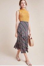Anthrophologie Maeve Eliora Striped Midi Skirt Size 2