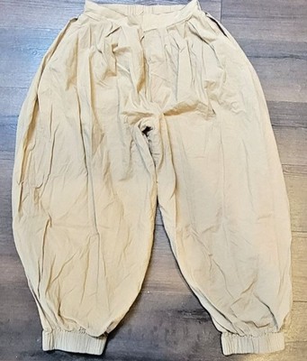 Black Crane Womens Pants XS Balloon Harem Wide Leg Tan 100% Cotton Pockets
