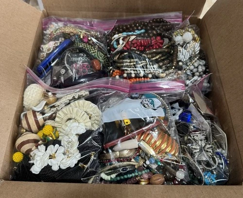 17lbs+ Lot of Vintage to Now WEARABLE Mixed Costume Jewelry Box Bulk Resale #5!