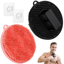 Silicone Body Scrubber 2PCS, Hygienic Silicone Loofah with Waved Bristles and...