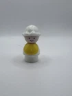 Vintage Fisher Price little people white baby 👶 with yellow bib & bonnet