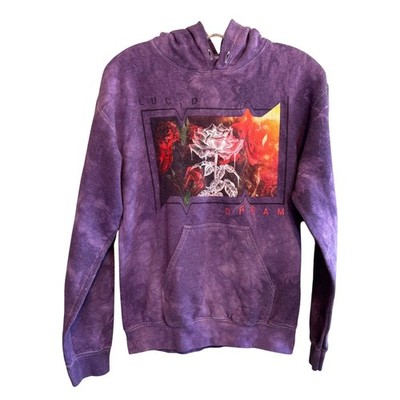 PacSun Mens Lucid Dream Mineral Wash Rose Graphic Streetwear Hoodie Purple Small