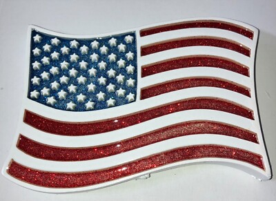 USA FLAG Resin Garden Stake - 28'' tall - HAND PAINTED/Sparkled - New In Box!