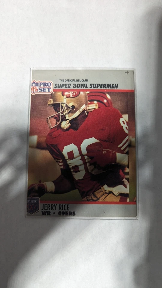 Raro Jerry Rice Pro Set 1990 Super Bowl Superman error de corte erróneo Foto 2 de 4