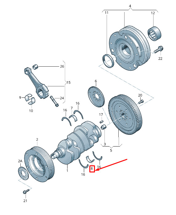 Roulement principal de vilebrequin pour VW Touareg 7P 079105591Ahrot