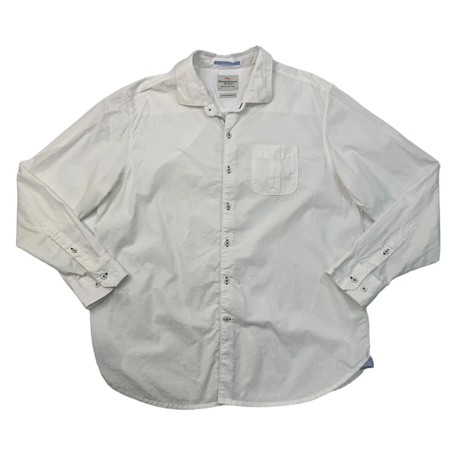 Tommy Bahama Shirt Mens XL Extra Large White Button Up Island Modern Fit Cotton