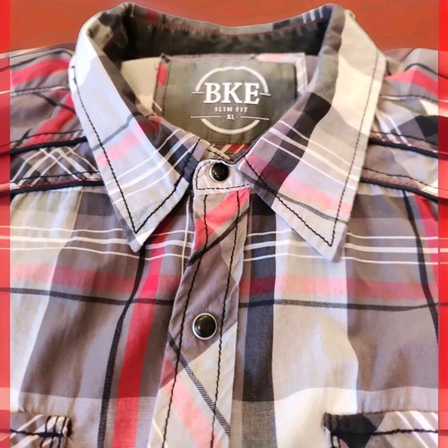 BKE Buckle Men’s Plaid Snap Long Sleeve Western Shirt Slim Fit Size Extra Large - Picture 2 of 2