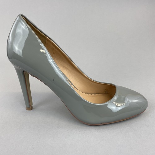 Dune Head Over Heels Grey Patent Faux 