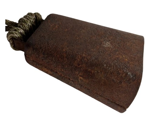 Antique Vintage Cow Bell Patina Farmhouse Decor 6” Tall Primitive Rustic Heavy - Picture 3 of 6