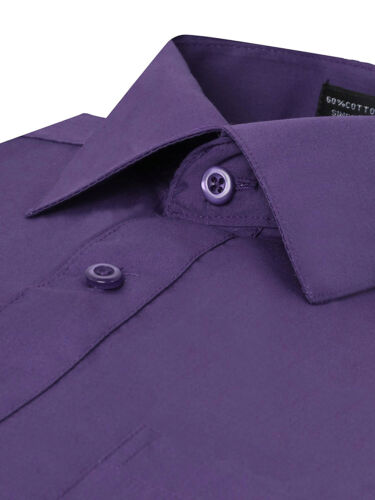 Herren Knopfleiste formelles Kleid Shirt Langarm einfarbig normale Passform - Bild 61 von 82
