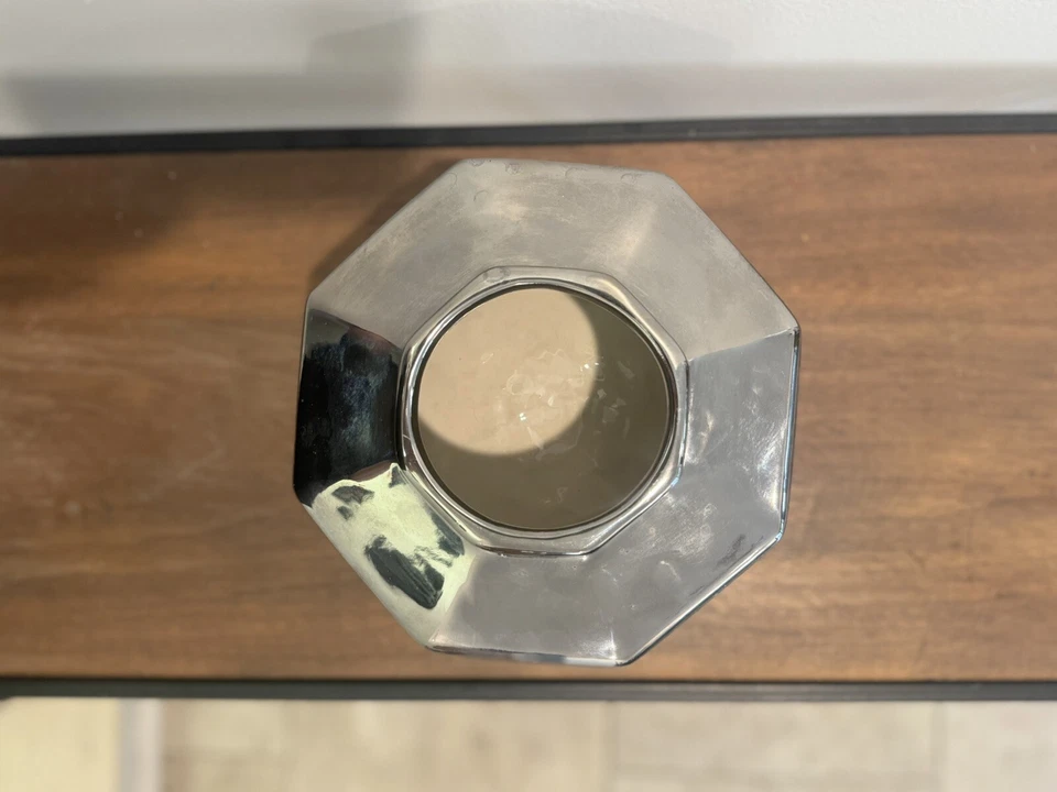 Jarrón octogonal Missoni para Target negro/blanco/plateado boho disco glamour en zigzag Foto 3 de 4