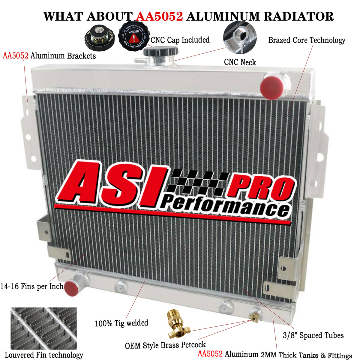 3 Rows Aluminum Radiator For 1975-1978 76 77 Ford Mustang II 5.0L 302Cu V8 CC514