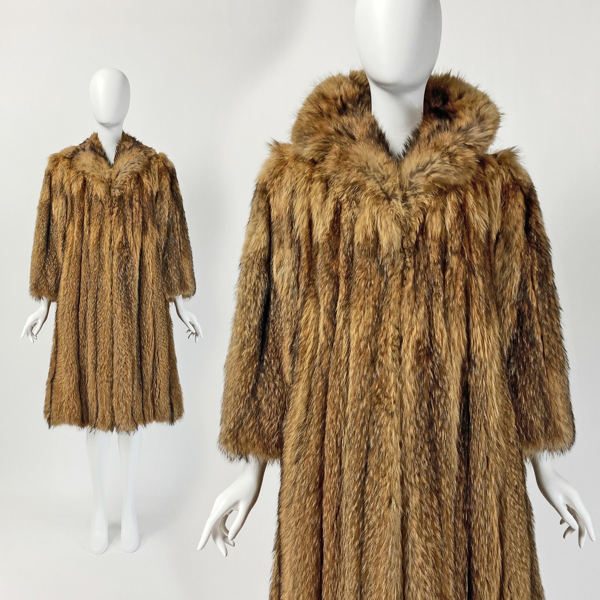 80sビンテージ！RACCOON FUR 平らか アライグマ毛皮ジャケット