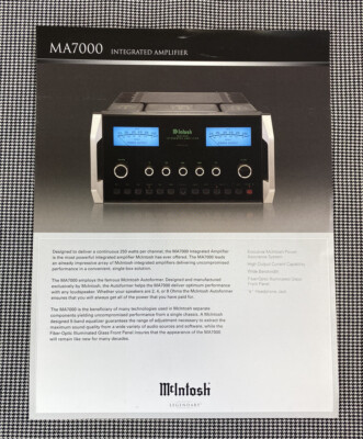 MCINTOSH MA7000 INTEGRATED AMPLIFIER ORIGINAL ADVERTISEMENT & INFO PAGE J0705 