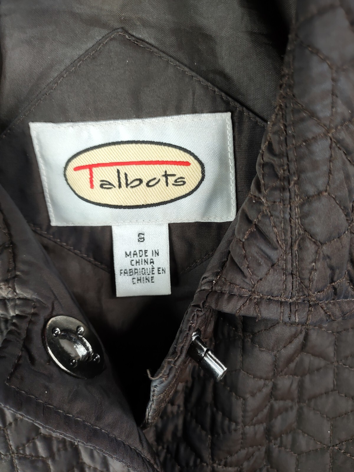 Talbots Jacket Womens Small Brown Quilted Turnbuckle Chore Barn Coat