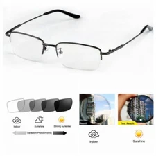Bifocal Men Gray Half Rim Memory Bifocal Transition Photochromic Reading Glasses