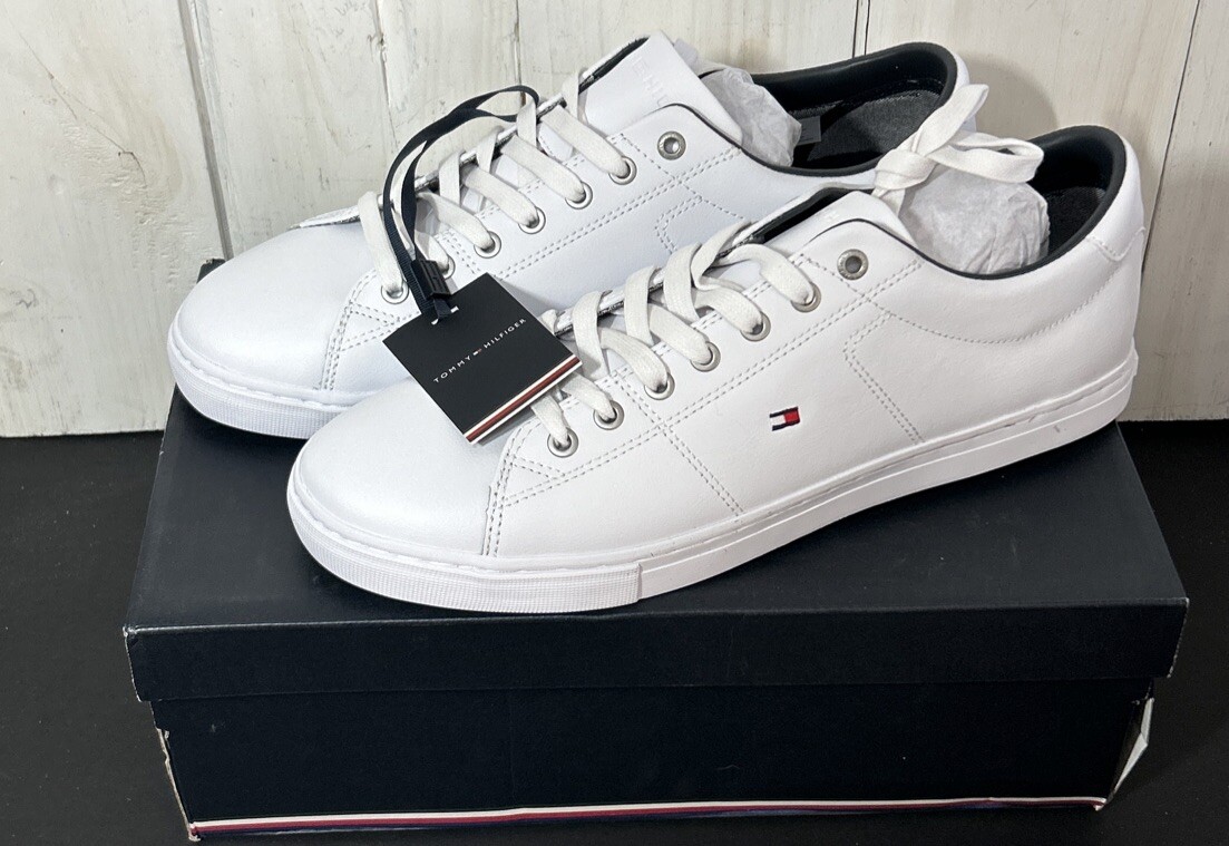 Tommy Hilfiger Essential White Leather Men’s Sneaker New Men’s Size 11.5 US