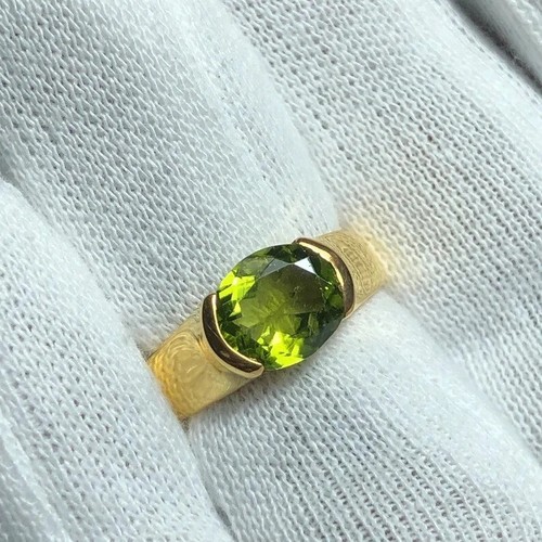 Natural Peridot Gemstone Men's Ring 925 sterling silver ring engagement ring - Picture 3 of 5