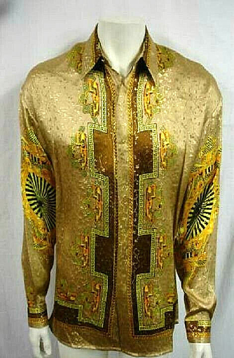 Chemise Homme CREME DE SILK En Soie Métallisée - Modèle CURRENT 1013, Taille M, Vintage