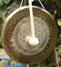 Spiegel-Gong Blume des Lebens &Oslash; 40 cm mit Schlegel ca 1,58 kg