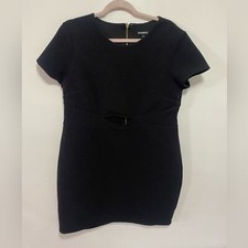 Express Ribbed Bodycon Dress with Keyhole Black Zipper Size XL City