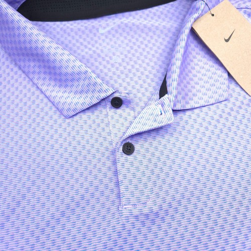 NIKE GOLF POLO SHIRT -4XL- PURPLE BLUE JACQUARD DOT STRETCH PERFORMANCE DRI-FIT - Picture 4 of 12